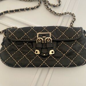 Juicy Couture Black Quilted Clutch with Gold Accents
